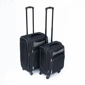 (20+24) Two-piece suitcase suitcase set Oxford trolley case without password lock universal wheel BLACK
