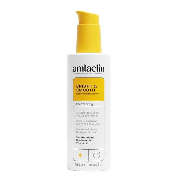 Amlactin Bright & Smooth Resurfacing Serum, Lactic Acid, 8 oz | Lactic acid resurfacing serum helps exfoliate, smooth rough texture, brighten uneven skin tone and moisturize dry skin.