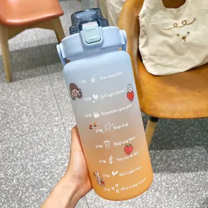 68oz Insulated Water Bottle with Straw & Time Marker - BPA-Free Leakproof Tumbler for Gym, Hiking & Office - Keeps Ice Cold 24H - Summer Fitness Must-Have