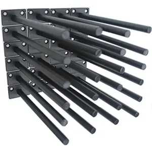 24 Pcs 8" Black Solid Steel Floating Shelf Bracket Blind Shelf Supports - Hidden Brackets for Floating Wood Shelves - Concealed Blind Shelf Support – Screws and Wall Plugs Included