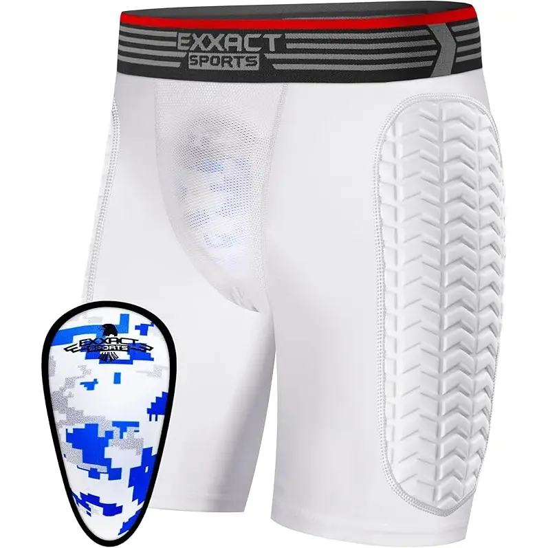 Exxact Sports Men's Padded Compression Shorts with Protective Cup | Baseball Sliding Shorts | Youth & Adult Athletic Compression Gear, Softball, Second Skin, Polyester Clothes