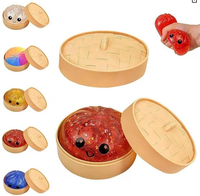 Squishy Dumpling Stress Balls for Adults, Dumpling Squishy Toys for Kids, Dumpling Fidget Sensory Toy,Diameter Squeeze Dough Ball Stress Relief Toy, Stretchy Stress Ball Squish Toys