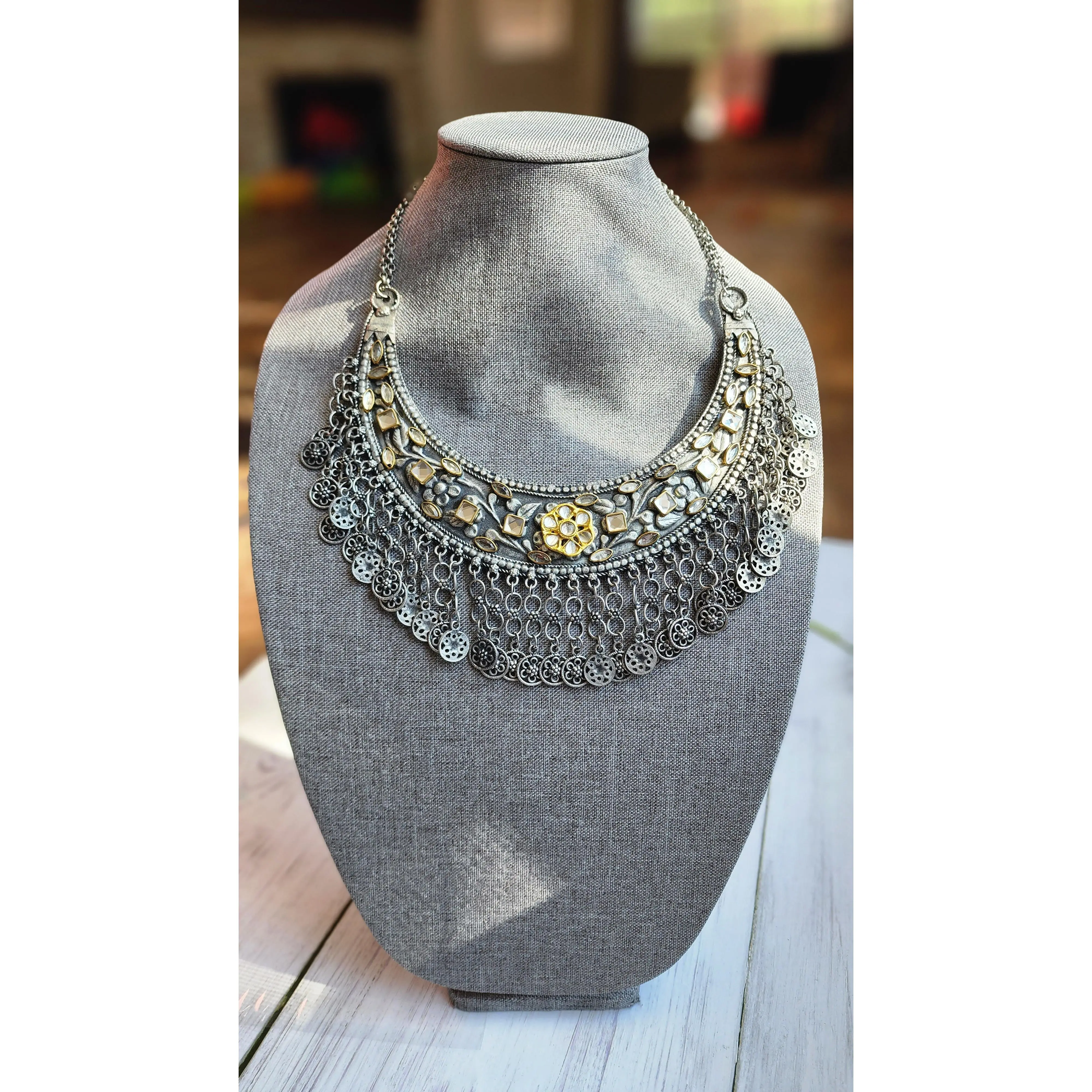 Statement black metal hasli Oxidized necklace