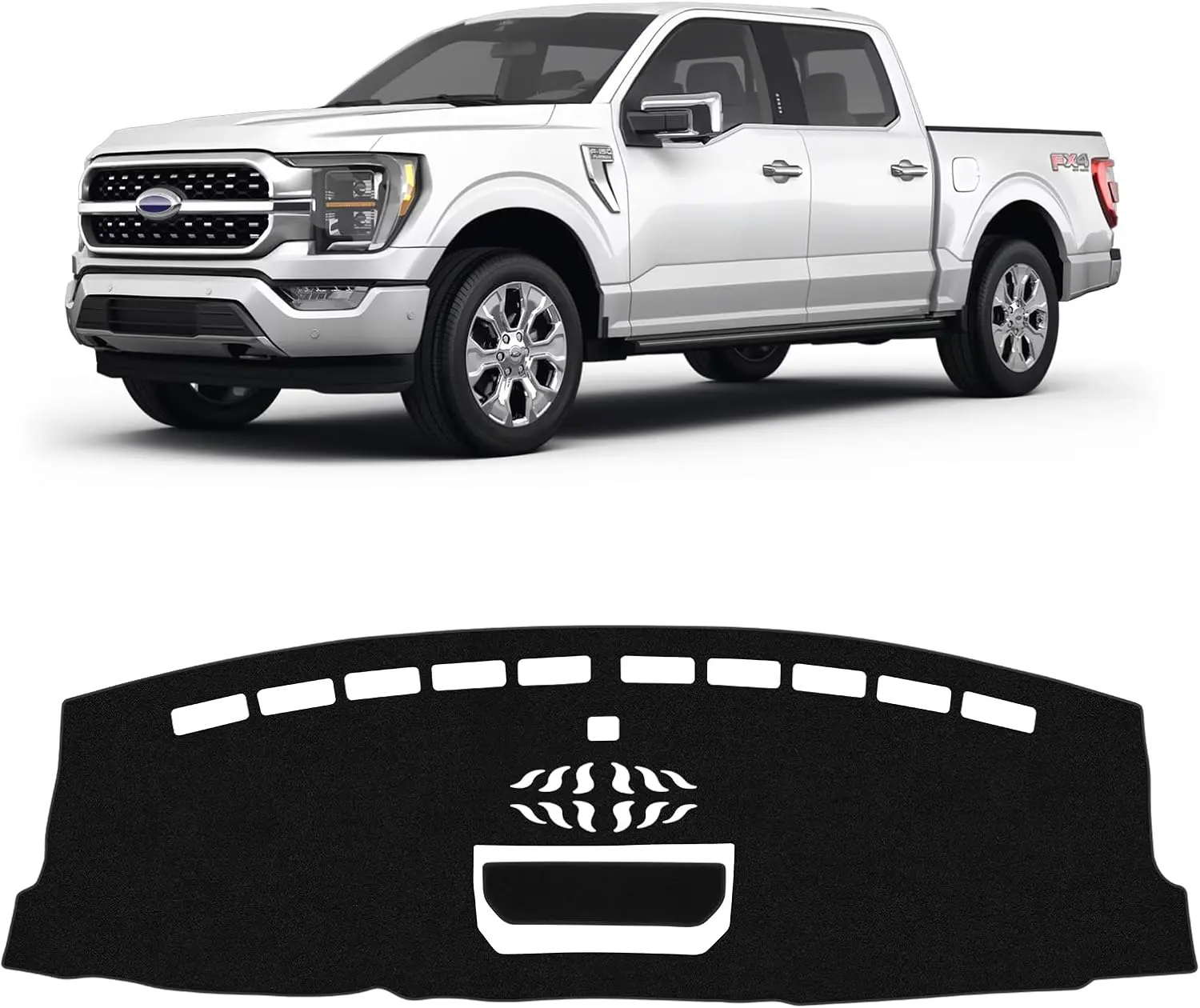 KUST Car Dashboard Cover Protector, Polyester Non-Slip Sunshade Accessory, No-Glare Fit for Ford F150 F-150 2021-2025 (8-in Touch Screen Dashboard Exclusive), Black