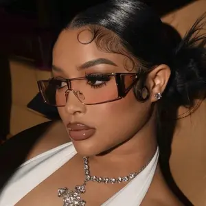 Y2K Sunglasses for Women Men Retro Rectangular Wrap Around Glasses Trendy 2000s Small Square Shades