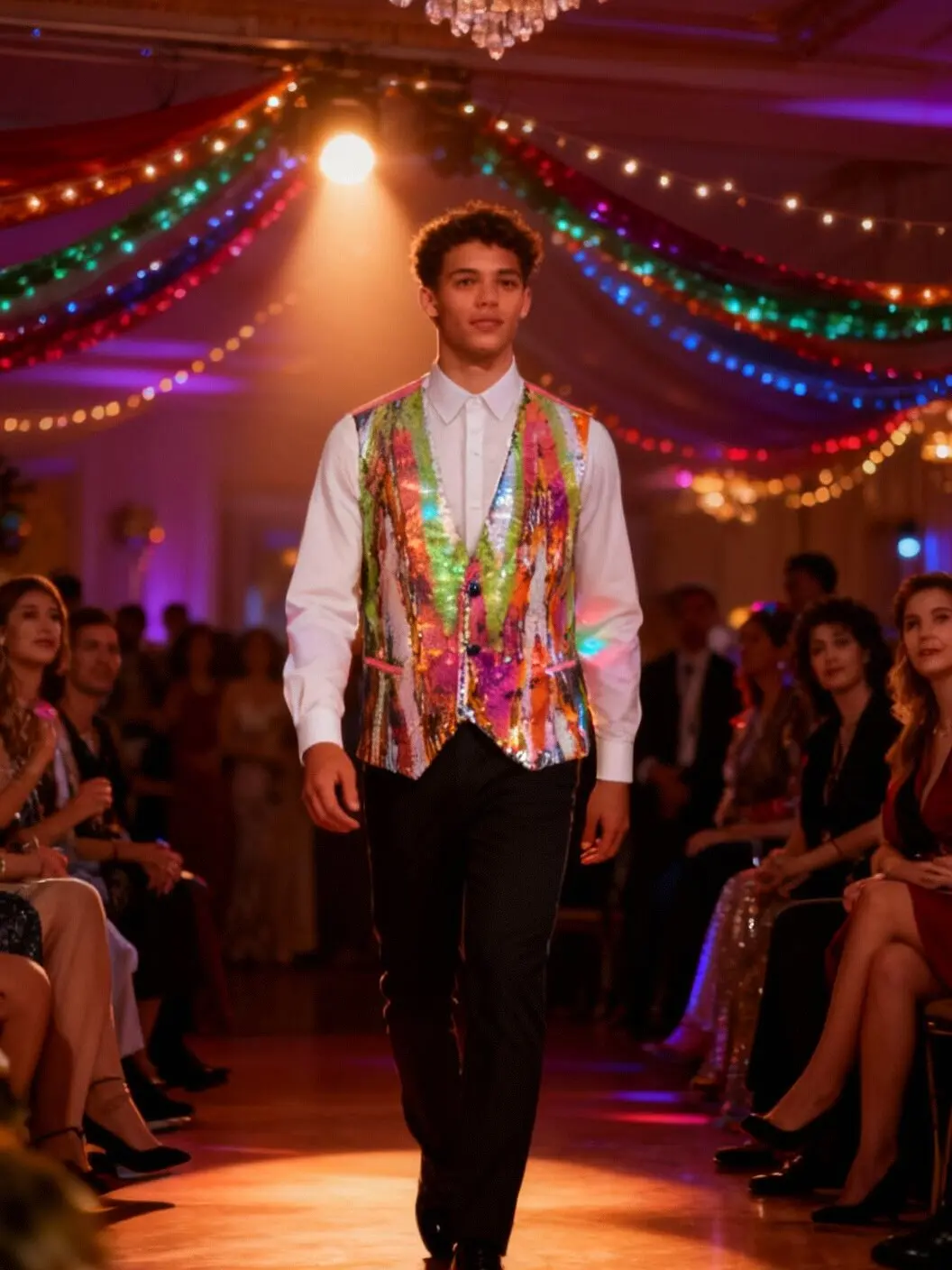 Men's suit vest, colorful sequin vest, suitable for party vest, men's holiday vest
