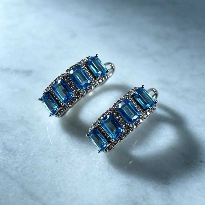 <PingEast jewelry> Natural topaz earrings