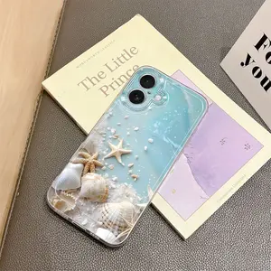 Phone Case: Beach Shell and Starfish Phone Case Suitable for iPhone 17 16 15 14 13 12 11 Pro Max X XS XR XSMAX 7 8 6 6S Plus 16E, Cartoon Transparent Anti-drop Full-cover Phone Case, Simple and Stylish Shockproof Soft Shell Protective Case