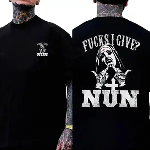 Fck I Give Nun T-shirt Double Sided Unisex Naughty Shirt Hoodie Sweatshirt Gift for Her Him Women Summer Outfits Streetwear Top Vintage Graphic Tees Mother Day Coquette Aesthetic