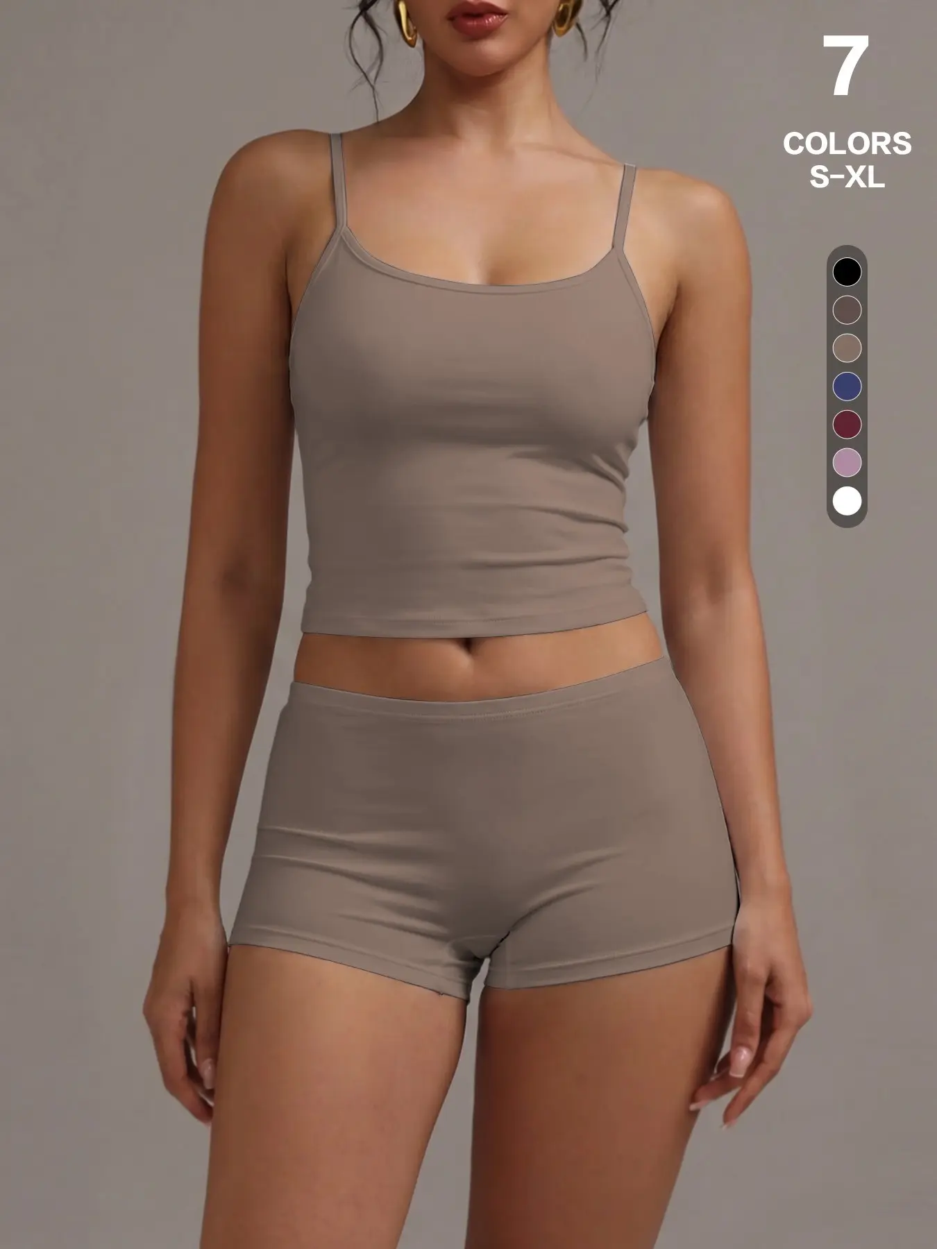 Women's 2-Piece Basic Feminine Matching Loungewear Set, Spaghetti Strap Cami Top and High Waist Shorts, Comfortable Sleepwear for Women, Sizes S-Xl