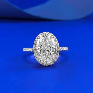 S925 sterling silver oval cut full pigeon egg Ring 8*12mm 8A cubic zirconia ring-184(68%)