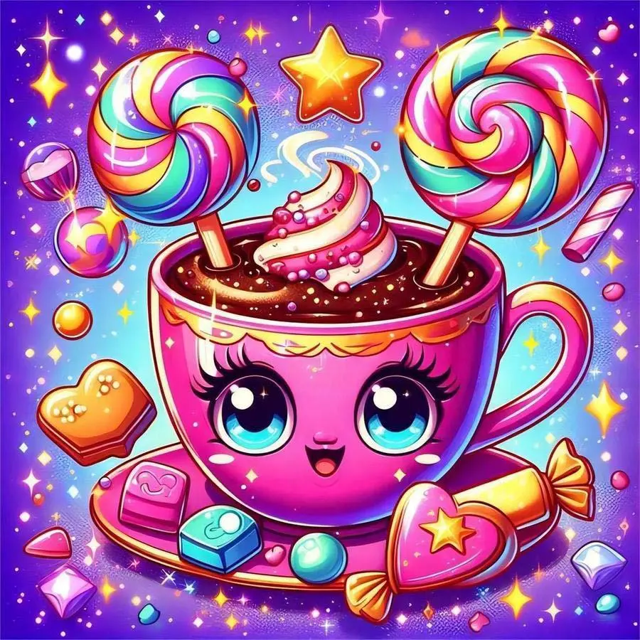 1pcs 5D DIY diamond painting kit, 5D diamond art set, DIY decoration, cute coffee mug diamond painting kit full round diamond DIY, mosaic, diamond art, DIY art home decoration, suitable for Halloween and Christmas.