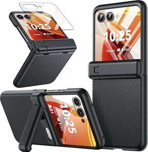 for Motorola Razr 2025 Case/Razr 2024 Case [Hinge Protection＆Kickstand] [Built-in Front Screen Protector] [Drop Protection] Shockproof Full Body Phone Case for Moto Razr 2025/2024