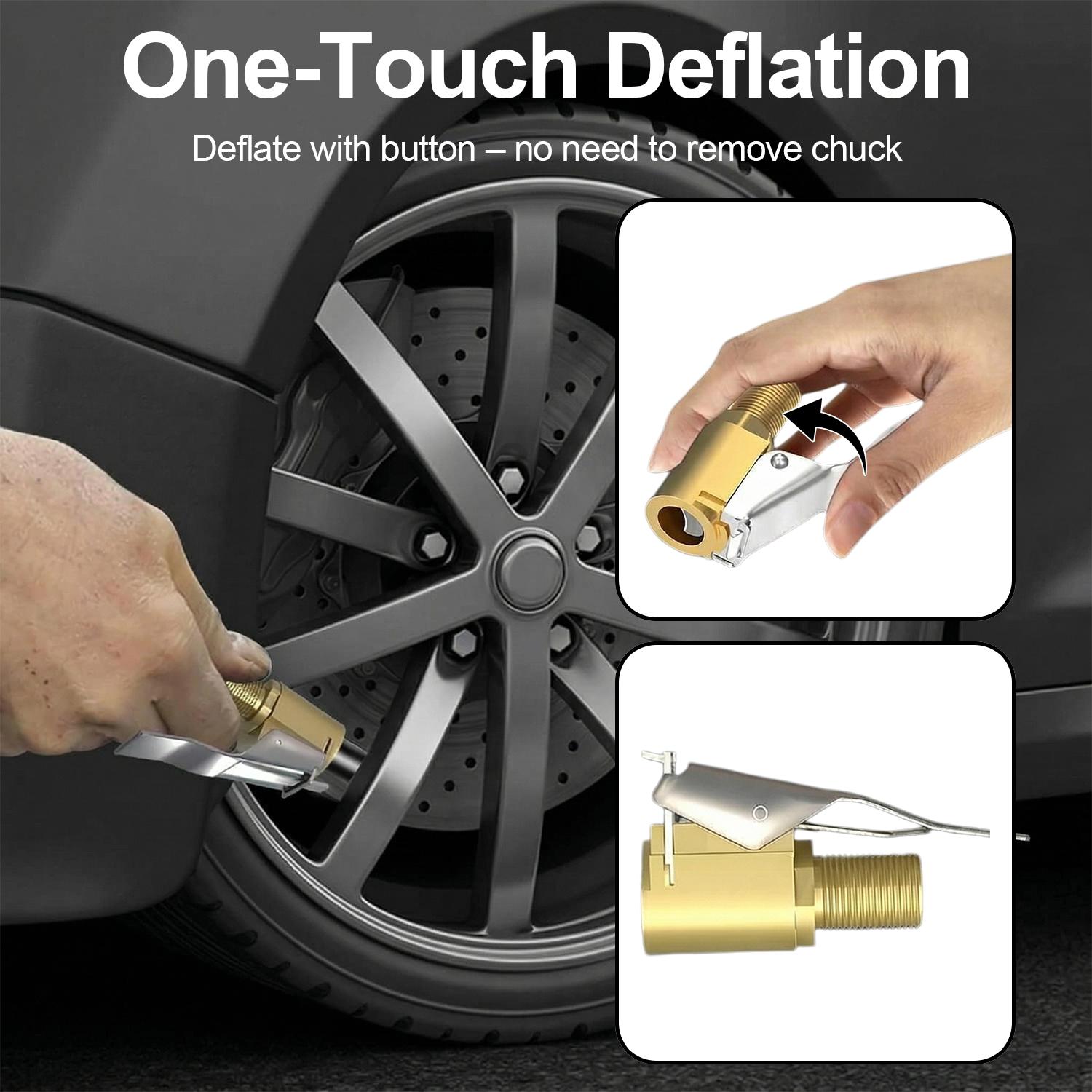 Tire Air Chuck with Clip Adapter, Brass Locking Tire Inflator Nozzle Adapter Connect,No Leakage Tire Chucks for Vehicle Inflator Compressor Pump Connect Accessories Tool 8mm