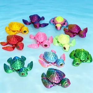 11-Piece Set, 3D Printed Turtle Models, Multiple Colors, Jointed, Home Desktop Decor, Aquarium Theme, Creative Gift for Friends and Family