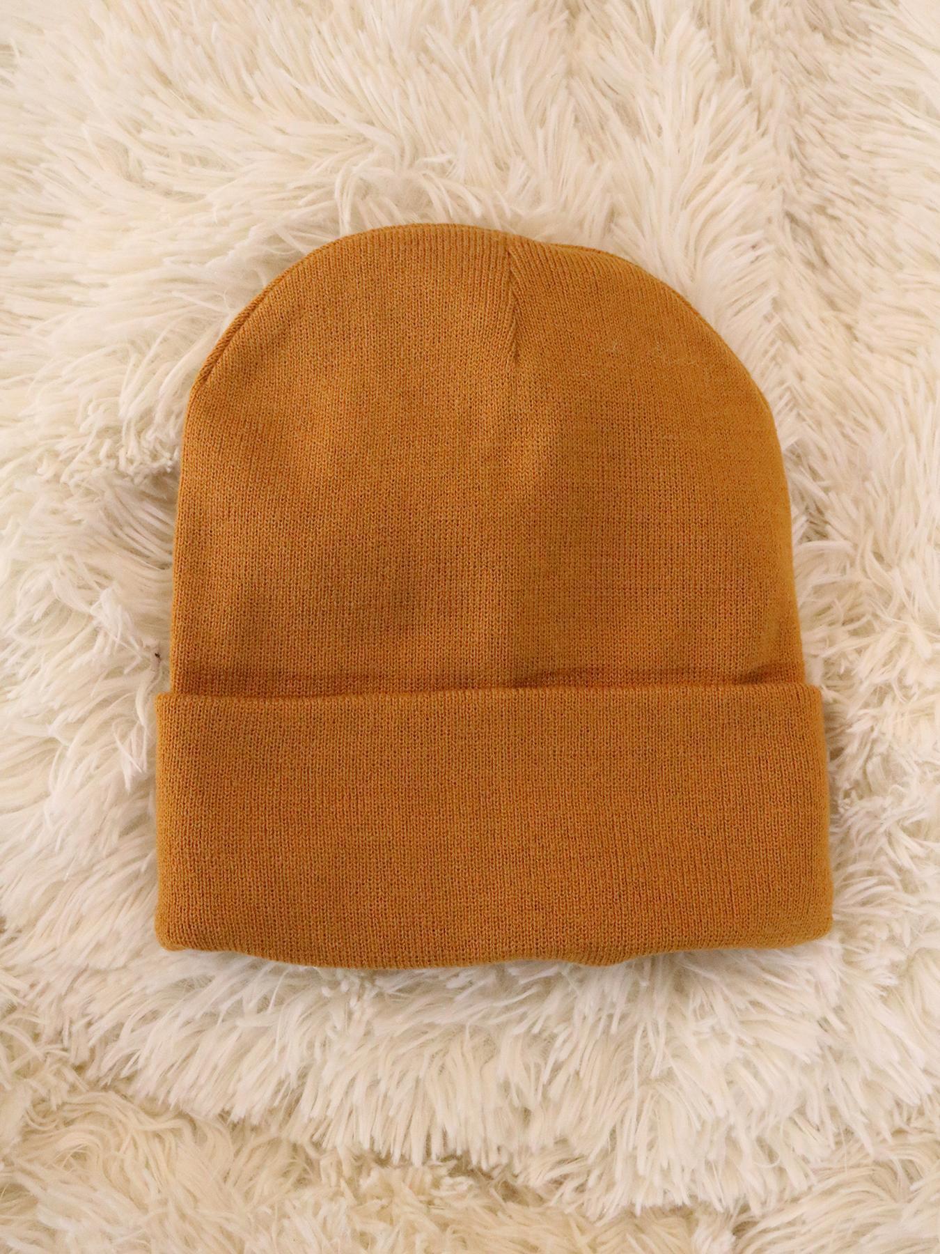 Solid Color Beanie Hats for Men, Boyfriend Gifts, Fall & Winter Outdoor Knitting Warm Hat for Men & Women, Fitted Hat, Daily Clothing Decor