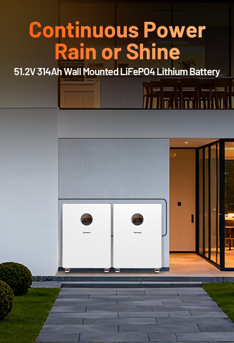 【2PACK】【Truck Delivery】HumsiENK 48V 314Ah LiFePO4 Lithium Battery - Offgrid power & Solar System Compatible, Bluetooth, Active Balancing, Wall-Mounted, 16kWh,  LCD Monitor, Grade A Cells, 15000+ Cycles, 10-Year Lifespan for Home Energy Storage