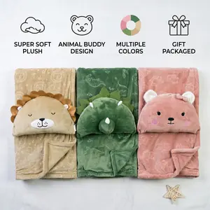 Kids Plush Blanket with Cute Animal Pillow – Soft Cozy Throw for Toddlers & Babies