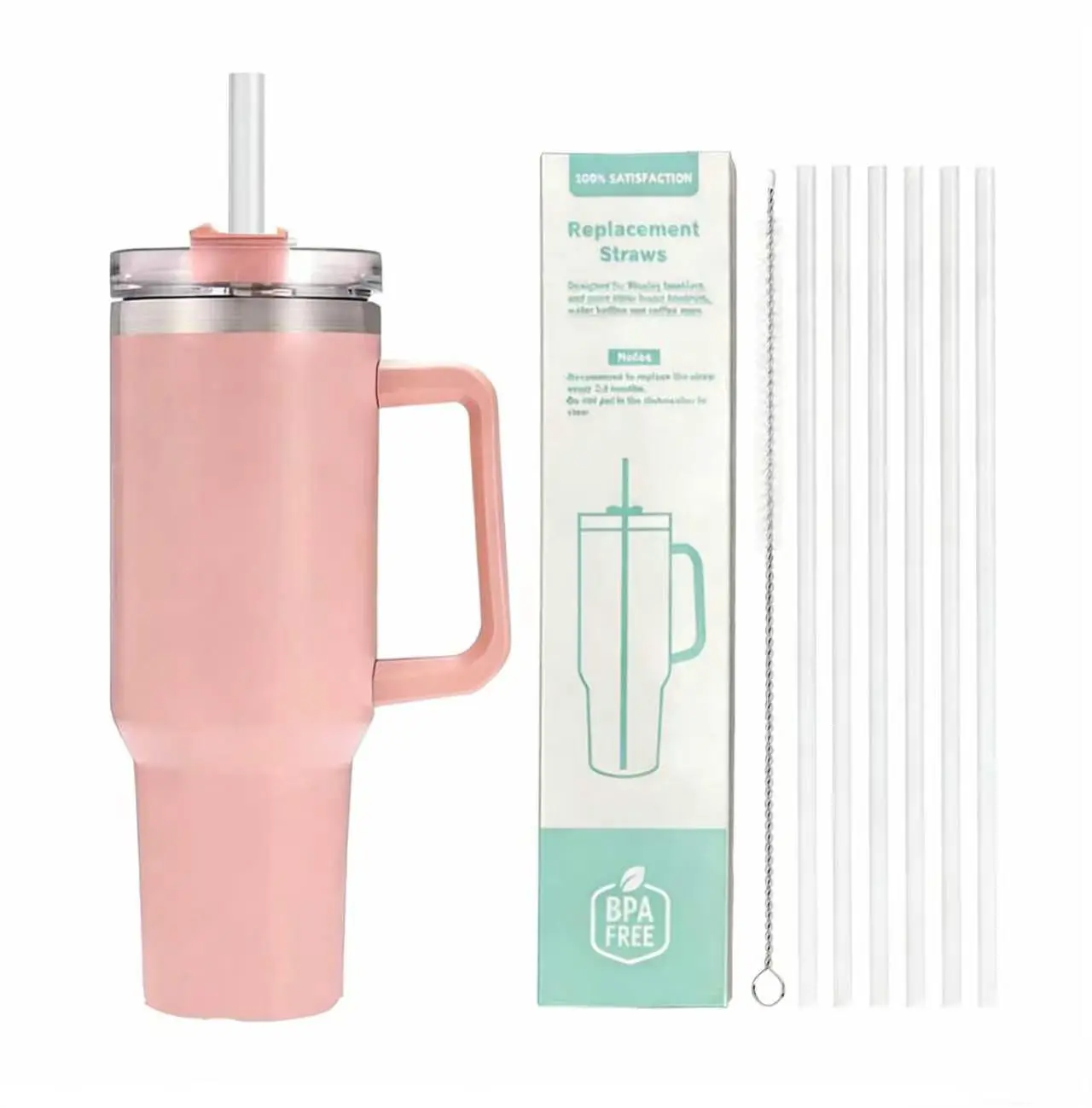 6-Pack Colorful BPA-Free Reusable Plastic Replacement Straws - 0.35 in Width, Hand Wash, Widely Used for 30 oz, 40 oz Tumblers (Kitchenware Drinkware Accessory)