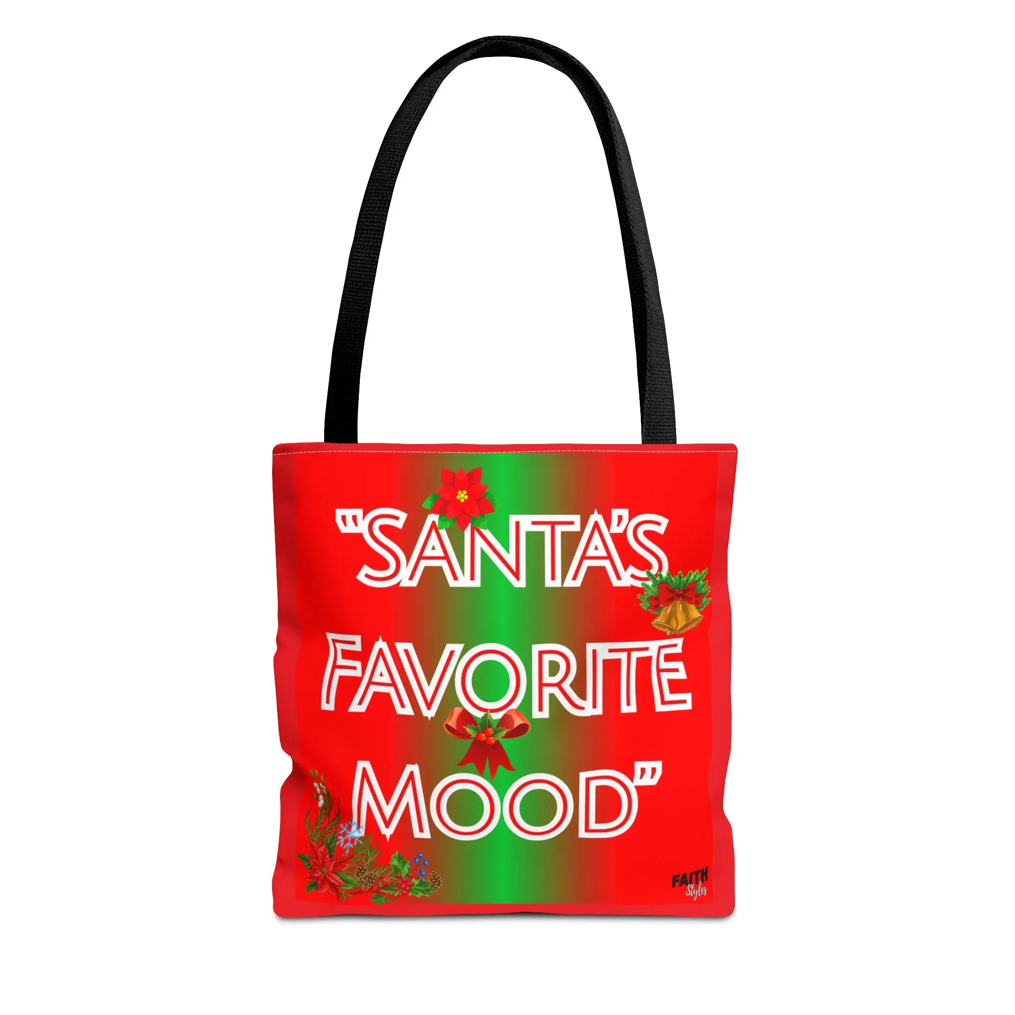 Christmas Tote Bag — "Santa's Favorite Mood" Holiday Shopping Bag