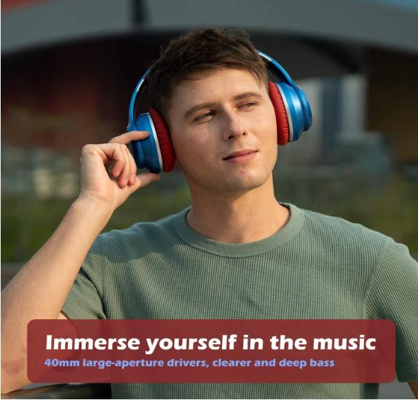 NC15 Noise Cancelling Headphones Bluetooth Over-Ear Headset with Mic for Teens, Adults Online Class/Home Office/TV/PC/Phone