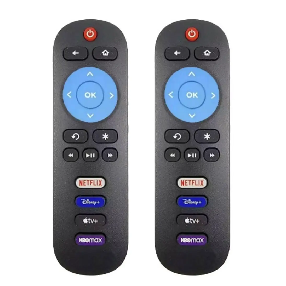 Besia (2 Pack) IR Wireless Controller Remote Controls for Roku TVs - TCL, JVC, RCA, Philips, Magnavox, Haier, Sanyo, LG - with Netflix, HBO Max, Apple TV+, Disney+ Streaming Keys [Not for Roku Stick/Box]