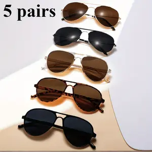 5 classic double-beam frame fashion glasses, retro large-frame glasses for men and women, vintage-style fashion accessories, bold design, durable glasses, unisex style