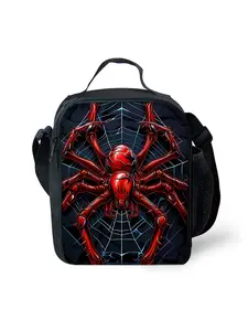 Red spider pattern single-sided printed shoulder strap Lunch Box Bag
