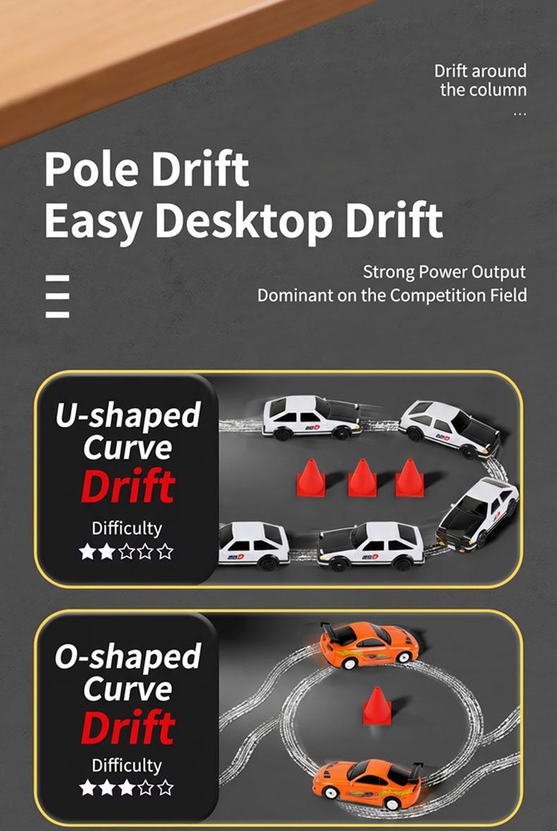 PlayGenie 1/64 RC Drift Car JDM Toyota AE86, GT86 & Supra MK4 Officially Licensed, Mini Drift Car with Detachable Body, LED Lights, Dual-Speed Mode, USB Rechargeable – Perfect Gift for Kids & Collectors