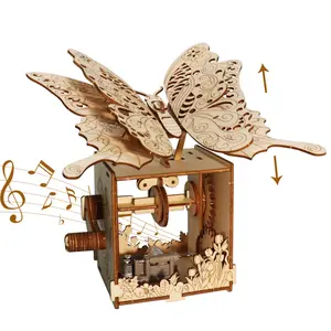 MUSIC PARK 3D Wooden Puzzle Carousel Music Box, Handmade Assembly Model Kit, Baby Early Education Toy & Ornaments for Holidays, Birthdays