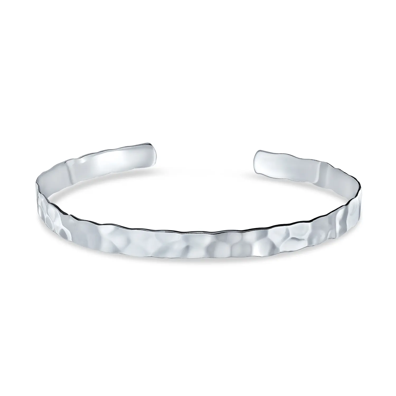 .925 Sterling Silver Textured Honeycomb Hammered Cuff Bangle Bracelet Matte Stackable Gift