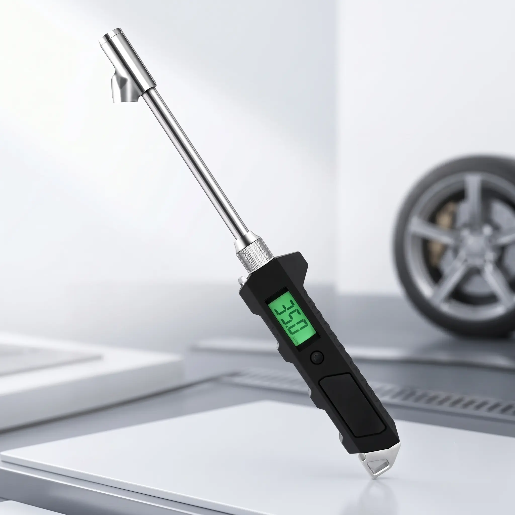 Car Tire Pressure Gauge Digital Tire Pressure Gauge Stainless Steel Truck Car LCD Flashlight Vehicle Tester Ergonomic Labor Saving Design Car Repair Tools