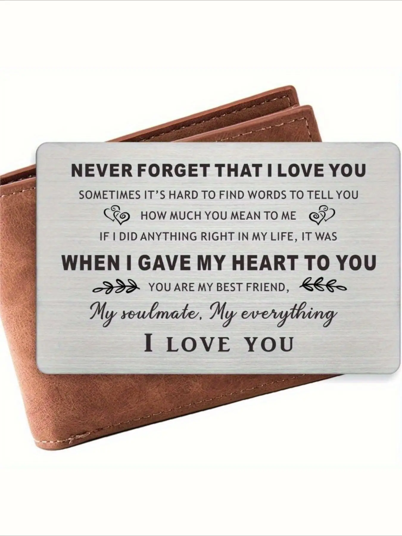 1 Resdink "I Love You" Gift for Him, Anniversary Card, Best Friend, Engraved Wallet Insert