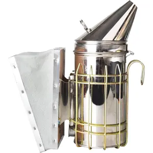 Durable Cowhide Bellows Beehive Smoker - Stainless Steel with Heat Shield & Large Fuel Chamber, Weather Resistant for All Beekeepers