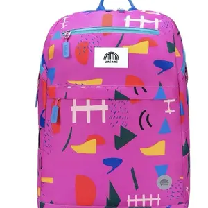 Uninni 16" Kid's Backpack for Girls and Boys Age 6+ with Padded, and Adjustable Shoulder Straps. Fits Height 3'9" Kids (Strokes Green