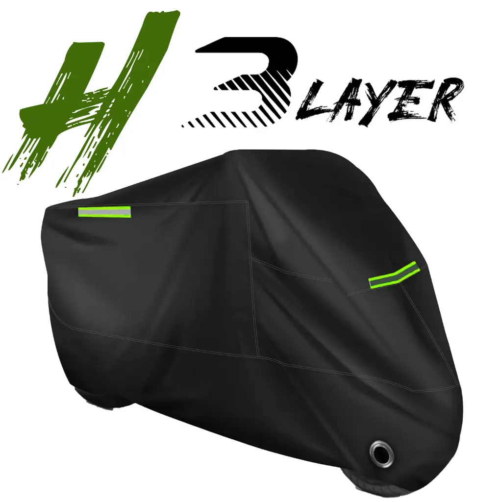 Heavy Duty Motorcycle Cover Protector - Waterproof Outdoor, Cotton Lining, All-Weather UV-Resistant, Anti-Scratch, Shields from Dust, Universal Fit for Touring Sportbikes & Scooters