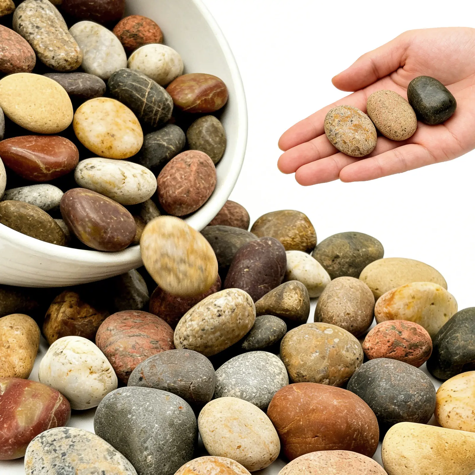 Natural River Rocks 2-3 Inch Bulk for Landscaping, Mixed Color Pebbles for Plants, Flower Beds, Gardens, Indoor Fountains, Backyards & Fish Tanks
