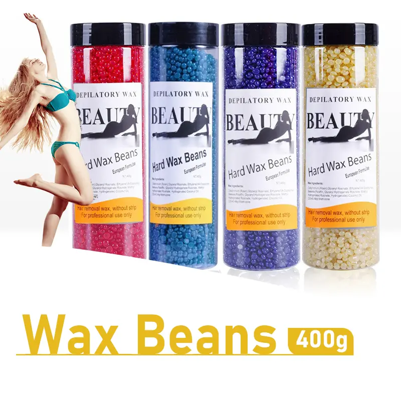 Depilatory Wax Beads with Coconut Butter for Sensitive Skin, 400g Hair Removal Cream for Brazilian & Bikini Area Waxing for Women & Men, Gentle, Wax Hair Removal