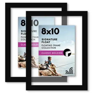 Americanflat 8x10 Signature Float Frame Collection Set of 2 Clear Glass Wall & Tabletop Display Modern Floating Effect Photo Decor