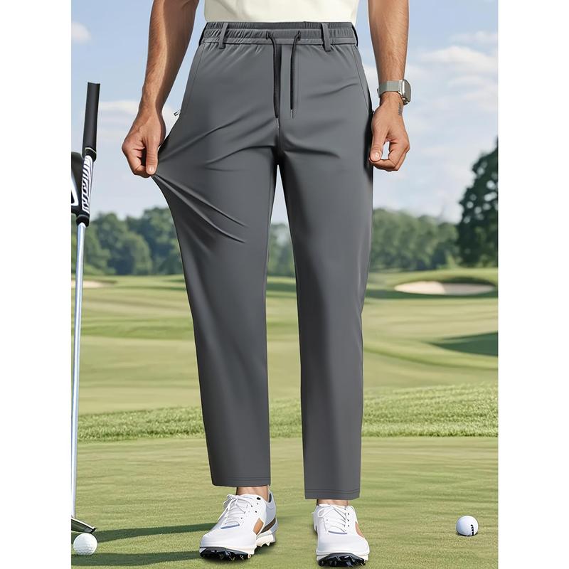 Men's Athleisure Style Joggers - Solid, Multi-Size, Lightweight Nylon Cotton Quick Dry Sports Bottoms, Breathable, Machine Washable, with Zippered & Utility Pockets, Universal Fit for Casual Outdoor Use