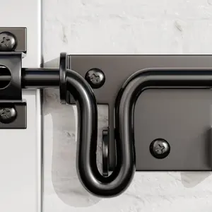 Slide Bolt Gate Latch for Wooden Fence Door Lock With Padlock Hole, Heavy Duty Sliding Lock, Black Barrel Bolt Latches Hardware for Wood Vinyl Fence Barn Shed