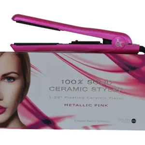 HSK #60 METALIC PINK CERAMIC HAIR STYLER 1.25" HAIR IRON STRAIGHTENER