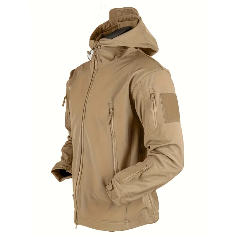 Warm Fleece Hooded Windbreaker Jacket, Men's Casual Zip Up Jacket Coat For Fall Winter Outdoor Hiking Camping Cycling