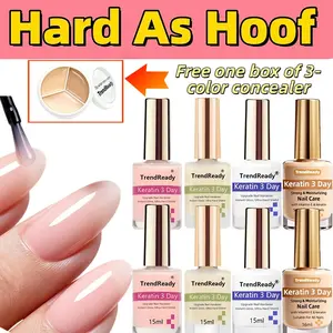 2PCS 0.51oz Nail Hardener for Weak Nails | Free 1 Box 3-Color Concealer |  Long Lasting&Fast Dry Nail Protein Hardener for Weak Nails | Clear Nail Polish Base Coat Concealer Ridge Filler for Nails,Smoothes Nails, Quick Air Dry HEMA Free Halloween,NailOil