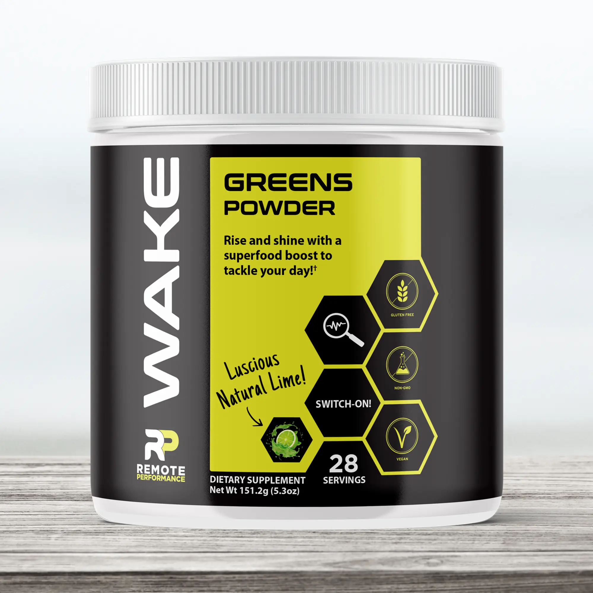 WAKE Super Greens Powder – Organic Energy & Wellness Blend with Wheatgrass, Moringa, Matcha & Probiotics – Daily Greens Drink for Focus & Vitality – 30 Servings