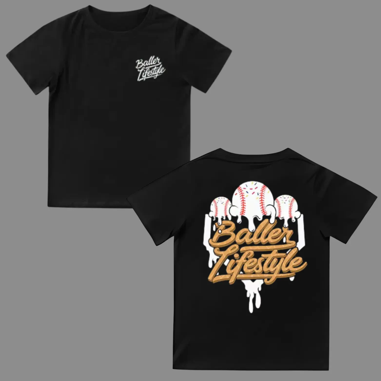Baseball Ice Cream Drip Graphic T-Shirt - Fun Sports Streetwear Top for Casual Outings