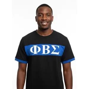 Phi Beta Sigma Blue and Black Color Block Tee (TOP ONLY)