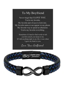 1PC Christmas Must-Have Gift for Boyfriend - Fashionable Eight-Byte Design-Durable Trend Knotted Men's Bracelet - Birthday Blessing Gift/Valentine’s Romantic Gift/Father's Day Thank You Gift - Daily Fashion Wear Bracelets for Boyfriend