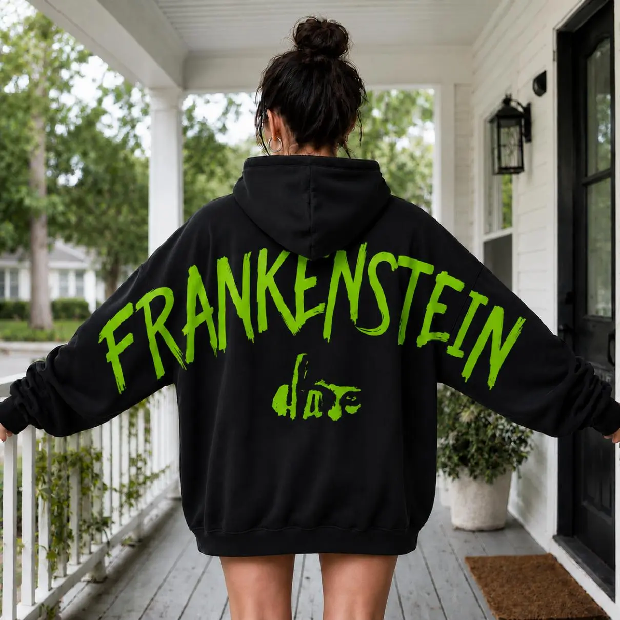 Frankenstein Shoulder-to-Shoulder Back Lettering Sweatshirt, Hoodie, Vintage Horror Movie Tee, 90s movie Fall Shirt