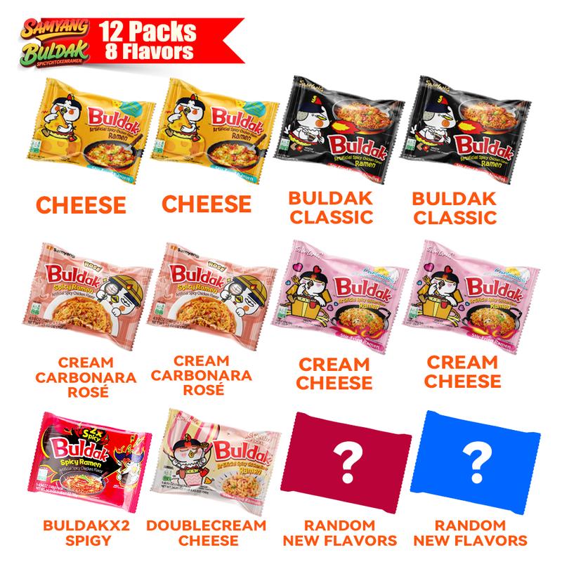 SAMYANG Buldak Spicy Chicken Ramen 12 Packs 11 Flavors Korean Imported Cheese Spicy Fire Chicken Noodles Delicious Instant Food